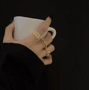 Adjustable Simple and Classic 5 Piece Stacking Rings, golden plated silver - Picture 1 of 3