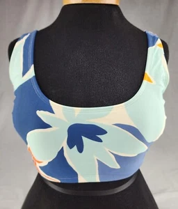 NWT CUPSHE Bikini Top 1X Padded Scoop Neck Orange Blue Red Floral Adjustable New - Picture 1 of 20