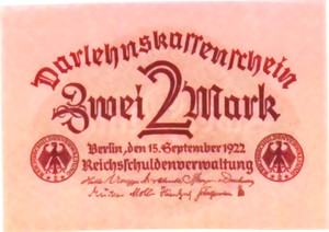 1922 Germany Weimar Republic 2 Mark Banknote UNCIRCULATED