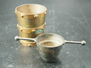 Contenedor hecho a mano Argent Silver Vintage cobre puro latón mango mexicano cuenco - Imagen 1 de 12