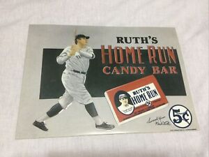 Vintage Babe Ruth's Home Run Candy Bar Tin Metal Sign 11.5" x 16"