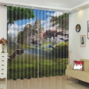River Fireflies Green 3D Blockout Photo Print Curtain Fabric Curtains Window - Foto 1 di 10