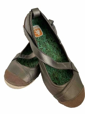 Ballet Flats Metallic Brown Suede CUSHE Mary Jane Size 9 Boutique Champagne Boho - Image 1 of 4