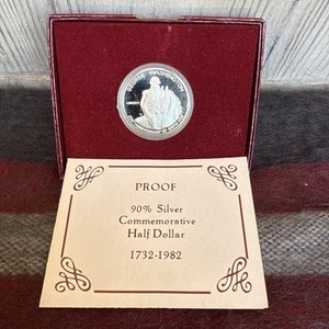 1982-S George Washington Proof Silver Commemorative Half Dollar 50C In Box COA - Picture 1 of 1