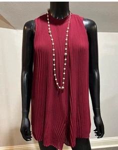 Gianni Bini GB girls burgundy knife pleat sleeveless shorts romper L 12 14 - Picture 1 of 8