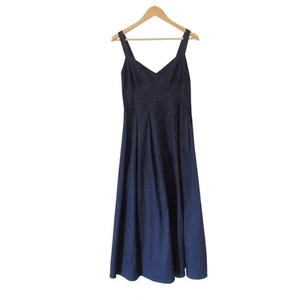 Grande robe midi popeline dos ouvert Jason Wu bleu marine sans manches minimaliste - Photo 1/9