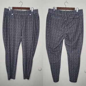 Michael Kors XL Black White Houndstooth Stretchy Ankle Pants Classic Preppy - Picture 1 of 9