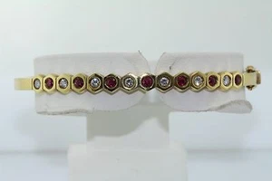 REDUCED!, 18K RUBY AND DIAMOND YELLOW GOLD BANGLE - Picture 1 of 4