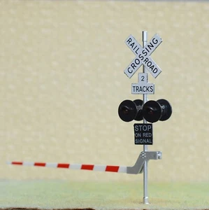 2 x O scale railroad crossing signal gate stop lever 2 tracks + flasher  #48S42 - Picture 1 of 8