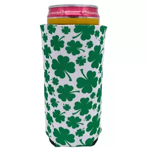 Shamrock Pattern Slim Can Coolie - Picture 1 of 4