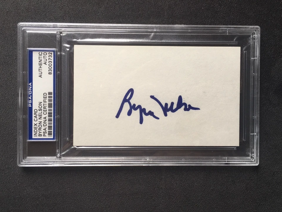 Byron Nelson ¡Raro! Tarjeta índice 3x5 encapsulada firmada por golf certificado PSA/DNA losa Foto 1 de 1