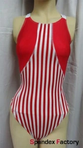 Leotardo tanga de spandex rojo con patrón de línea blanca para mujer - Imagen 1 de 3