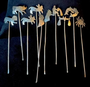 10 Vintage Sterling Silver Taxco Stamped Zodiac Themed Appetizer Picks - Picture 1 of 7