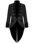 Handmade Men Tail coat Jacket Black Brocade Goth Steampunk Victorian /Tailcoat