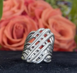 sterling silver criss cross ring Sz 9 - Picture 1 of 12