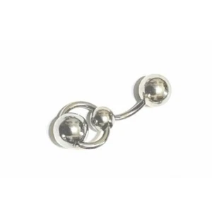 SILVER COLOR HEMATITE STONE Surgical Steel 14g VCH Barbell.  ALL LENGTH. - Picture 1 of 9
