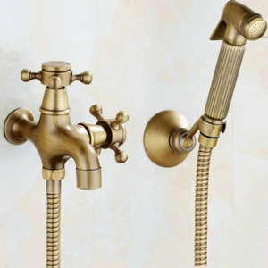 Antique Brass Handheld Bidet Spray Shower Set Bidet Sprayer Toilet Bidet Faucet - Picture 1 of 7