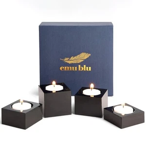 EMU BLAU ~ schwarze Kristall Teelicht Kerzenhalter ~ 4er Set ~ RAR - Bild 1 von 5