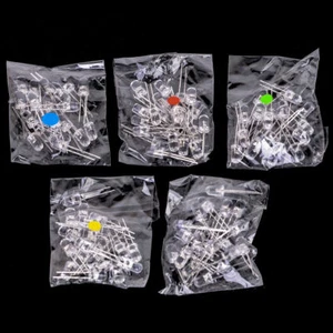 Kit assortiment de diodes LED 5mm eau claire rouge vert bleu jaune blanc 100 pièces - Photo 1/11