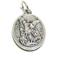 St. Michael Archangel & Guardian Angel - Silver Oxidized Medal Pendant Charm