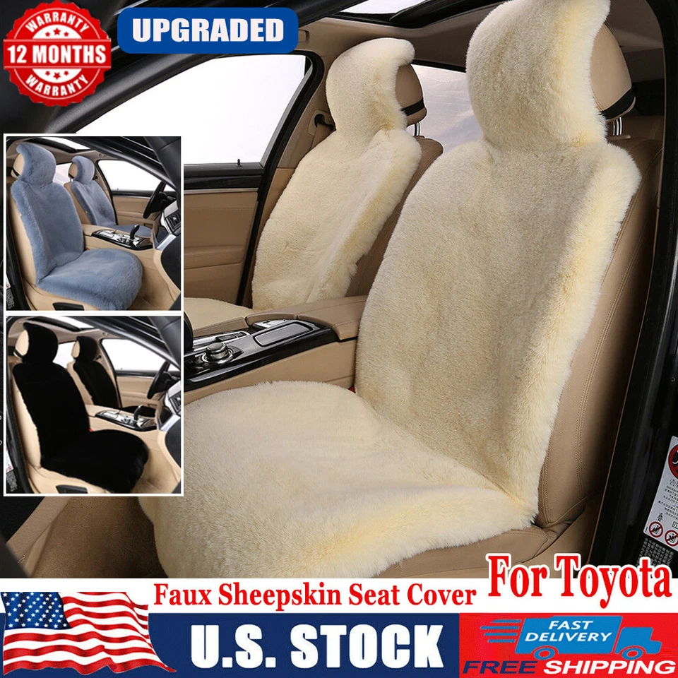 For Toyota Faux Sheepskin Car Seat Cushions Covers Protector Comfort Winter Warm - Изображение 1 из 4