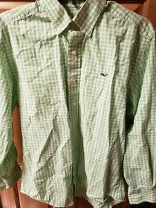 Vineyard Vines Dress Shirt Mens Small Green Whale Preppy Casual Business - Picture 1 of 7