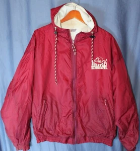 MV Sport Arkansas RAZORBACKS Reversible Hooded Wind Jacket Coat Size Medium 90s - Picture 1 of 24