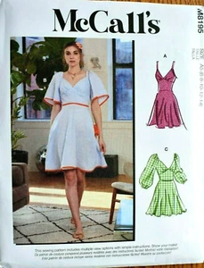 MCCALLS PATTERN 8195 DRESSES MISSES SIZES 6 8 10 12 14 NEW UNCUT NEW - Picture 1 of 2