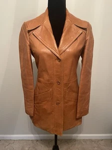 Vintage Miss Simone Of California Genuine Leather Women’s Jacket Sz 6 TAN - Picture 1 of 14