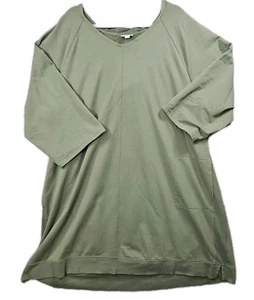 J.Jill Fit Hooded Stretch Dress Size 4X Khaki Green Ribbed Side Panel Pockets - Picture 1 of 12