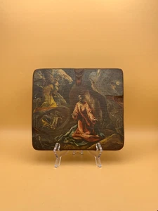 Panel de madera arte popular vintage Agony in the Garden | Arte de pared artesanal - Imagen 1 de 7