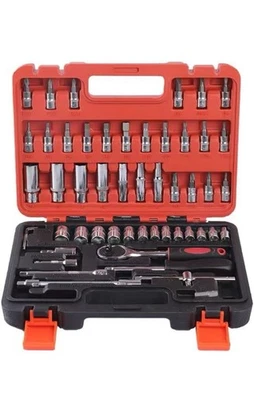 53PCS 1/4" Drive Socket Set Ratchet Wrench Bits Spanner Auto Car Repair Tool Kit - Image 1 of 4
