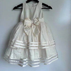 Janie & Jack Special Occasions Dress 100% Silk size 4 tulle wedding church cream - Picture 1 of 9