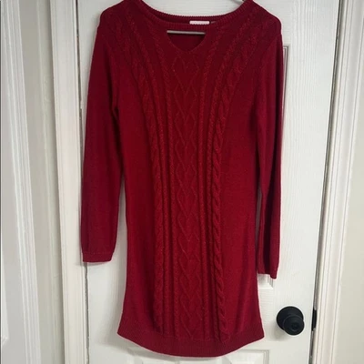 The Children’s Place 女孩红色电缆针织毛衣连衣裙 16 码 — 第 1/3 张图片