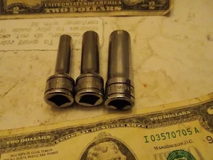 Enchufe de pozo profundo Snap On 3/8" Dr 1/4 11/32 7/16 vendido singles Envío GRATIS Aftr1 - Imagen 1 de 5
