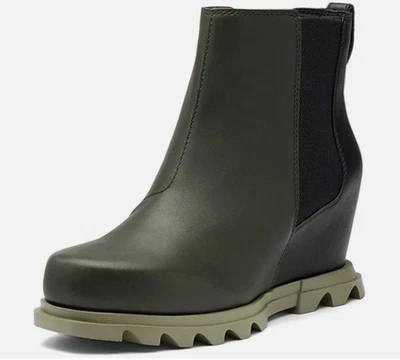 Nuevo Sorel Joan Of Arctic Wedge III Negro Verde Cuero Botas Mujer 6 Foto 1 de 4