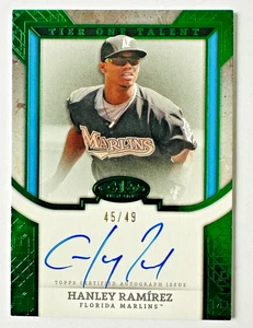 2024 Topps Tier One Hanley Ramirez AUTO Card GREEN SP #/49 Marlins Legend! - Picture 1 of 3
