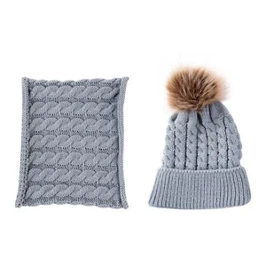 1 Set Beanie Cap Scarf Set All Match Knitted Windproof Thick Hat Scarf Unisex - Picture 1 of 19