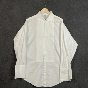 Brooks Brothers Tuxedo Shirt Mens 18 34 White Slim Fit Pique Bib Front Formal - Picture 1 of 15