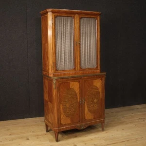 Credenza libreria mobile stile antico intarsiato vetrina com legno 4 ante 900 - Foto 1 di 12