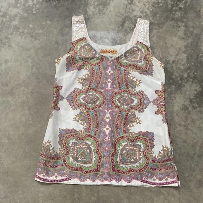 Robert Graham Shirt Womens sz Small Paisley Tank Silk Trim Sequin Multicolor - Image 1 of 4
