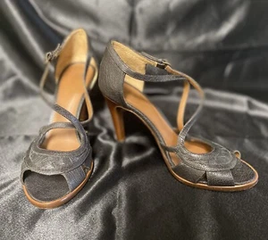 Bottega Veneta Black & Brown Leather Peep Toe Strap Heels Size 37 Italy - Picture 1 of 15