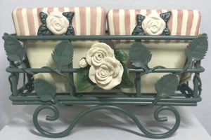 Lady Jayne Ltd. Vintage Rose Wire Plant Stand w/2 Pots w/White Roses. NIB - Picture 1 of 7