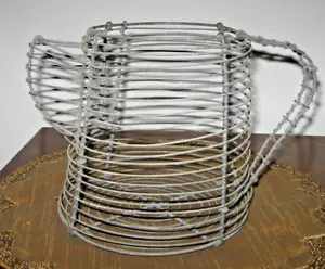 Vtg Wire Egg Basket Coffee Tea pot Kettle Shaped Farmhouse Country - Picture 1 of 7