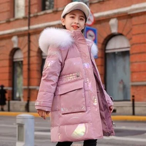KIDS GIRLS WINTER COAT HOODED W/FAUX FUR GIRLS PARKA SCHOOL JACKETS WARM OUTWEAR - Picture 1 of 11