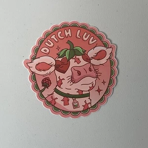 Dutch Bros Limited Edition LUV Pink Cow Feb 2024 Sticker Pink Windmill Berry - Picture 1 of 2