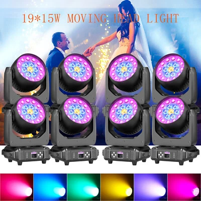 19x15W LED Zoom Moving Head Stage Light RGBW DMX Beam Wash Lighting DJ Disco Bar - Image 1 of 4