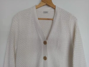 LL Bean size L off white cardigan sweater, large buttons. Excellent condition - Picture 1 of 8