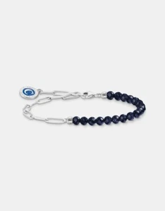 THOMAS SABO Silver Charm Bracelet With Dark Blue Sandstone Brand New - Picture 1 of 1