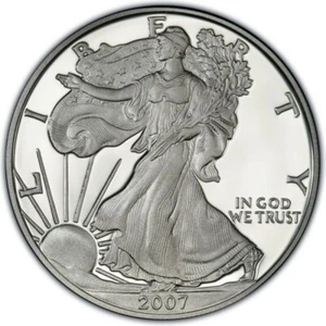 WALKING LIBERTY SILVER BULLION COIN USA AMERICAN EAGLE 1oz 2007 IN CAPSULE - Picture 1 of 2